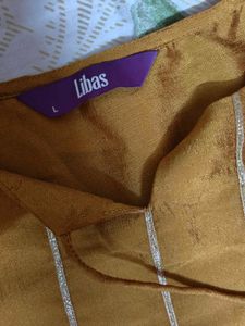 Libas Mustard Kurta Set with Red Dupatta