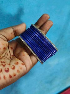 Blue Bangles with Crystal Embellishments