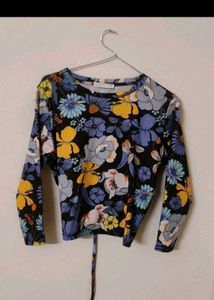 Floral Cut-Out Ruched Crop Top
