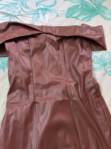 savana Chic Brown Off-Shoulder Dress