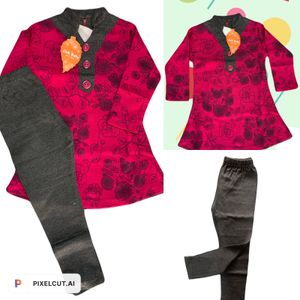 Girls Kurta With Woolen Lagging