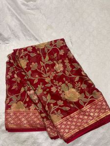 Elegant Red Floral Saree