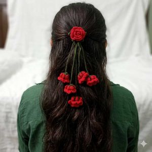 Red Crochet Flower Hair Tie