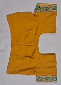 Yellow Embroidered Saree with Blouse (free size)
