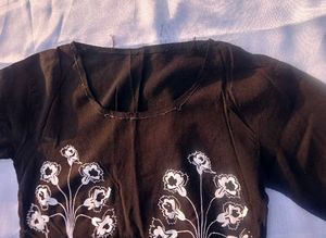 Floral Print Black Long Sleeve Top