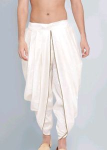 VASTRAMAY Men’s Off-White Cotton Silk Dhoti – Free