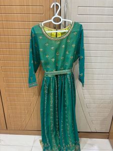 Elegant Teal Embroidered Gown