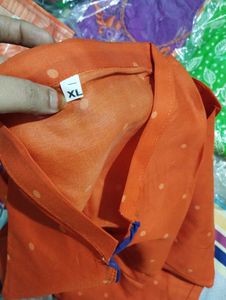 New Orange Cotton XL Kurta