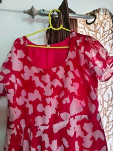 Chic Red &amp; White Print Maxi Dress