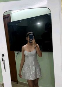 Sparkly Silver Mini Dress