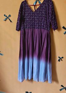 Elegant Ombre Sequined Ethnic Gown
