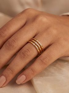 Stackable Gold Rings with Diamonds