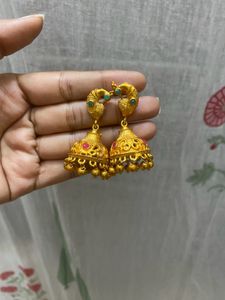 Gold finish antique jhumka