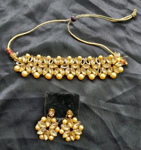 Elegant Pearl &amp; Crystal Choker Set