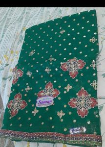 Elegant Green Saree with Blouse Piece