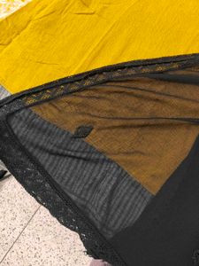 Yellow Kurta with Black Dupatta