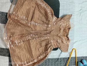 Peach Salwar Pants and frock of Sequins