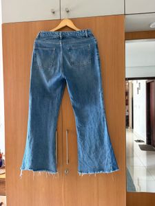 Nuon Flared Denim Jeans with Frayed Hem