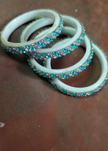 Sparkling Blue &amp; Crystal Bangles Set