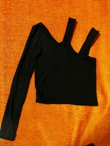 Chic Black Cut-Out Long Sleeve Top