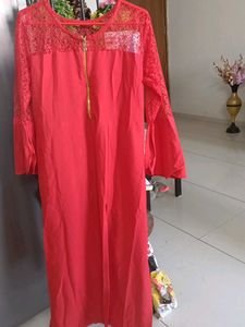 Red Lace Sleeve Kurta