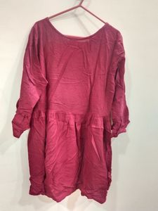 Red Colour Top With Beautiful Flower Design