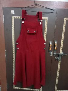 Red A-Line Pinafore Dress
