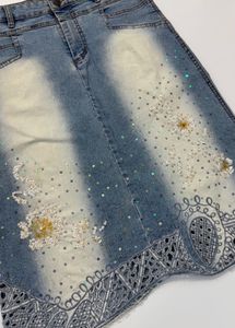 Embellished Denim Skirt