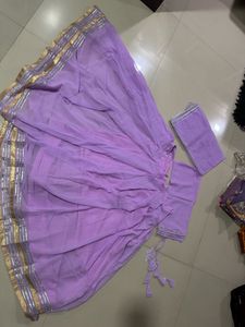 semi stitch Lavender Lehenga Set