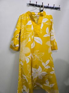 Yellow Floral Print Kurta