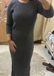 Gray Ribbed Bodycon Dress