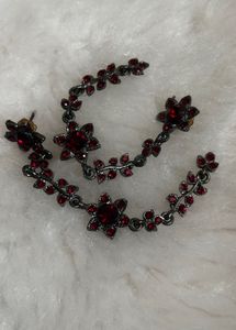 victorian  Red Stone Dangle Earrings