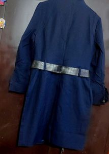 Navy Blue Stylish Trench Dress for 34 Bust