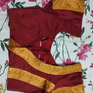 Maroon Silk Saree with Blouse