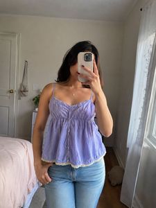 Lavender Cami Top with Lace Trim