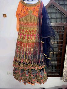 Stunning Orange & Navy gown