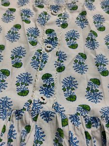 White Floral Print Kurta