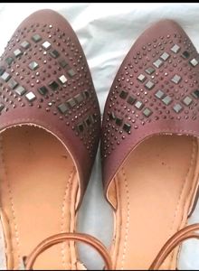 Embellished Brown Flat Sandals