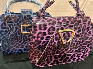 Glossy Leopard Print Bags Combo