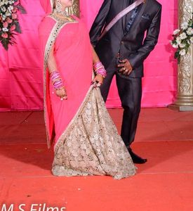 Elegant Pink &amp; Gold Saree