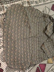 Stylish Grey Printed Kurta