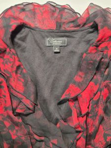 Red Floral Wrap Top