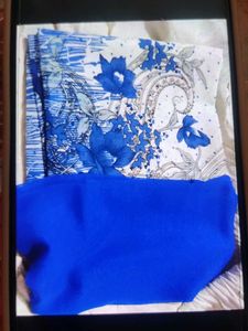 Blue Floral Print Dress Material