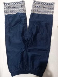 Embroidered Navy Blue Palazzos