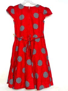 Red Girls Dress - Retro Type - Party Wear