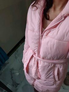 Pink Puffer Jacket with Hood
