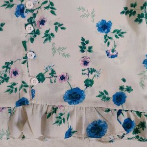 Floral Print Ruffle Hem Top