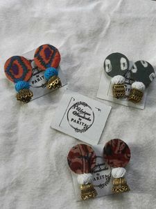 Boho Fabric Jhumka Earrings (combo of 3)