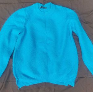 Cozy Blue Fuzzy Sweater