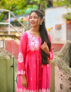Pink Embroidered Kurti